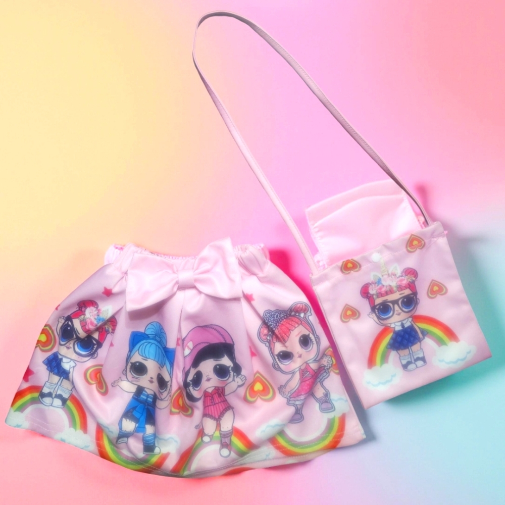 Kids Pink Rainbow LOL Dolls Dress and Bag Set. Size 4T/5. EXCELLENT CONDITION!